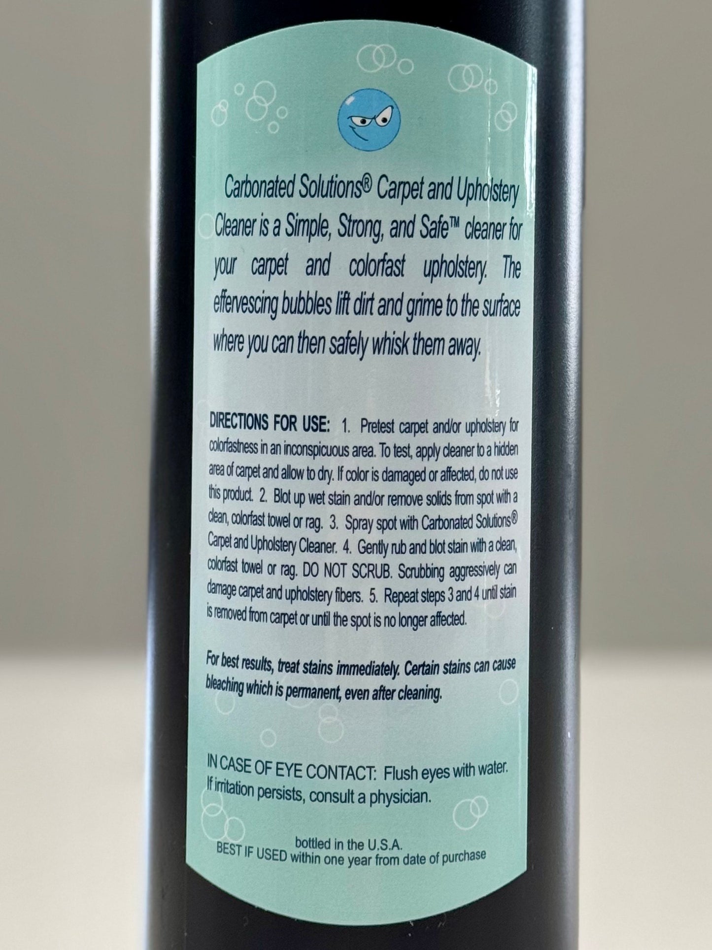 Carbonated Solutions Pet Stain Remover - 32oz. Label with instructions