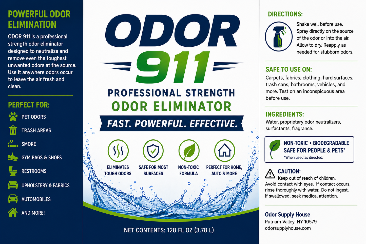 Odor-911™ Odor Neutralizer | Penetrates 5x Deeper | Biodegradable