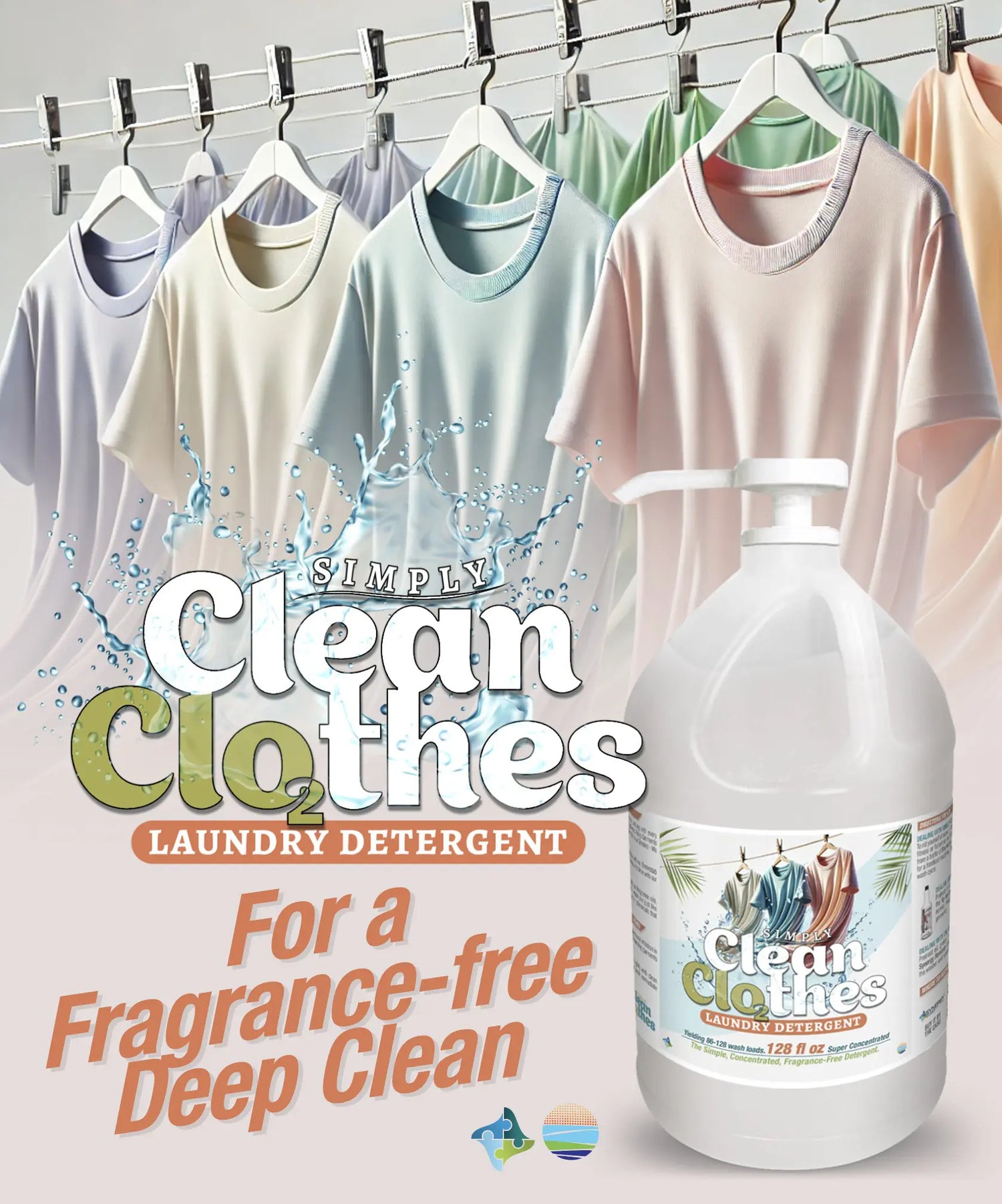 One Gallon Bottle of Simply Clean Clothes Laundry Detergent, fragrance-free deep clean additive
