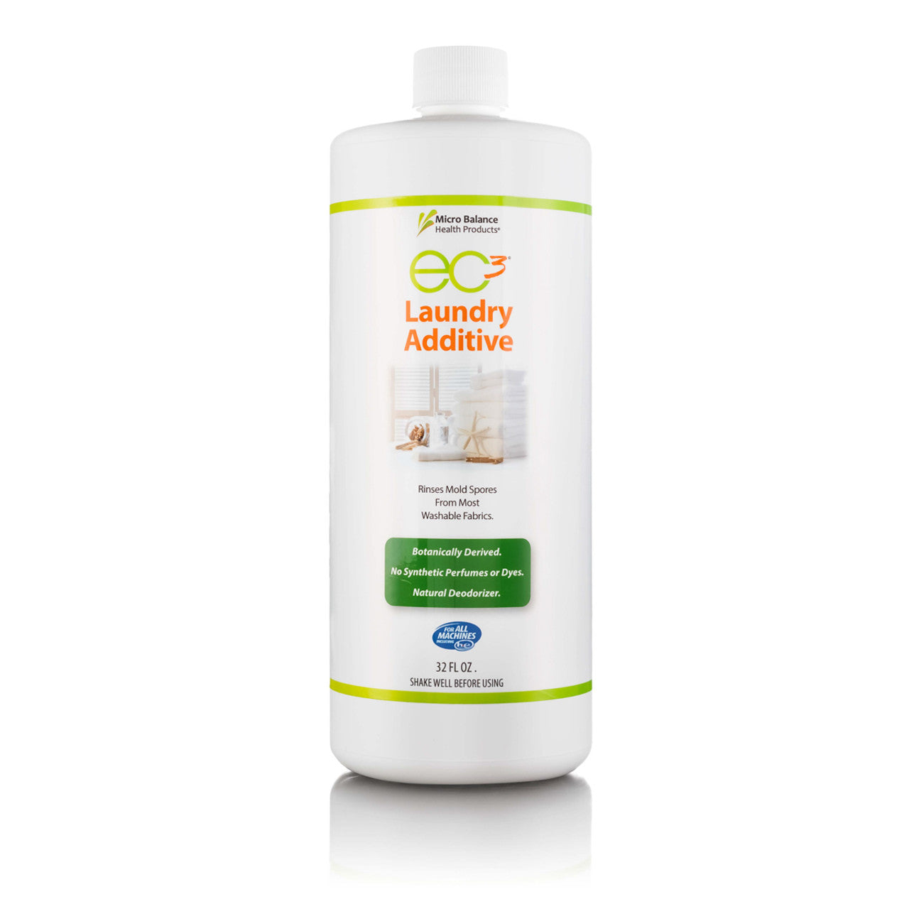 EC3 Laundry Additive, 32 oz concentrate, on white background