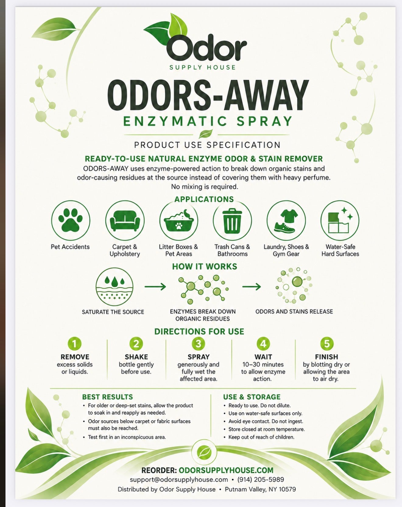 Odors Away™ Natural Enzymatic Odor & Stain Remover – 32 oz