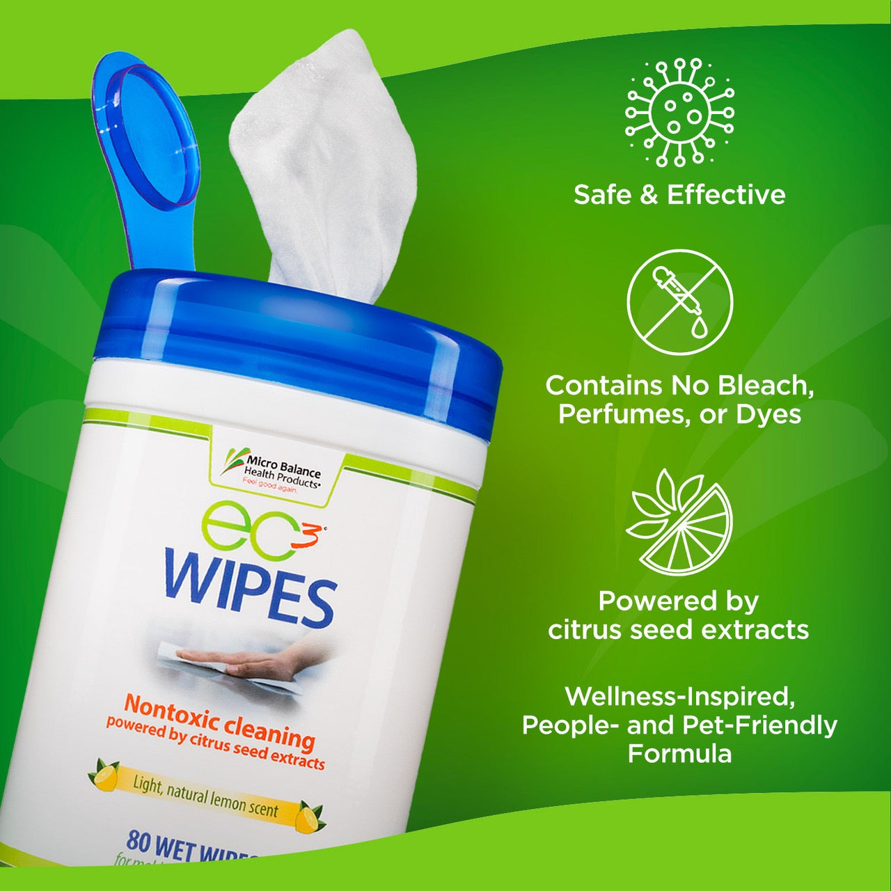 EC3 Mold Cleaning Wipes | Non-Toxic Mold & Odor Surface Wipes