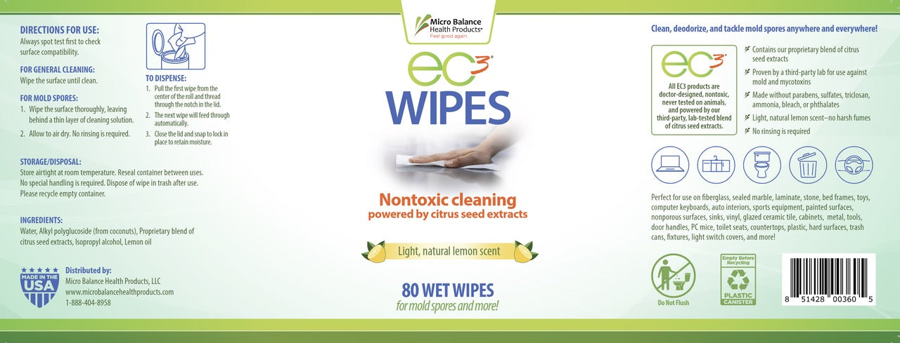 EC3 Mold Cleaning Wipes | Non-Toxic Mold & Odor Surface Wipes